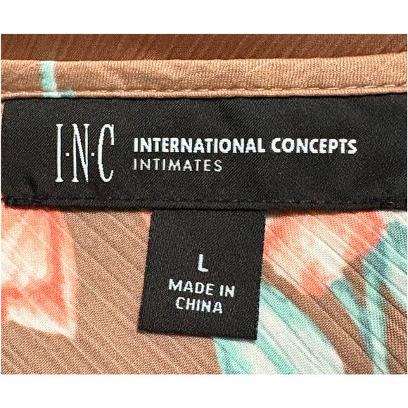 INC International Concepts Intimates-Long Floral Nightgown-Mocha Coral-Teal-L - Picture 5 of 5